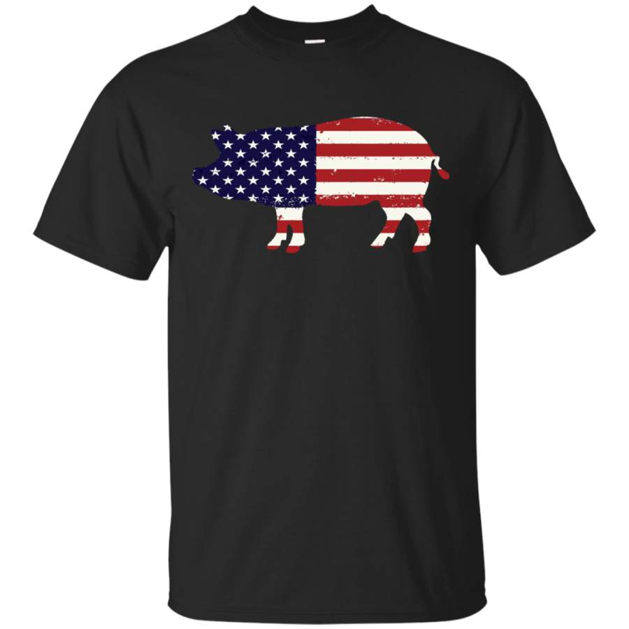 AGR Amazing shirt Funny USA Patriotic Pig American Flag Embroidery t shirt 4th of july Cotton t shirt