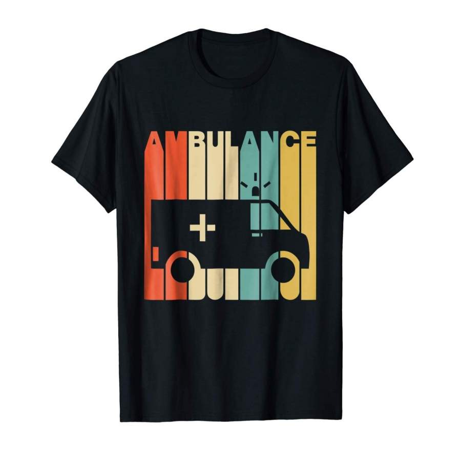 Vintage Style Ambulance Silhouette T-Shirt Men Short Sleeve T-Shirt