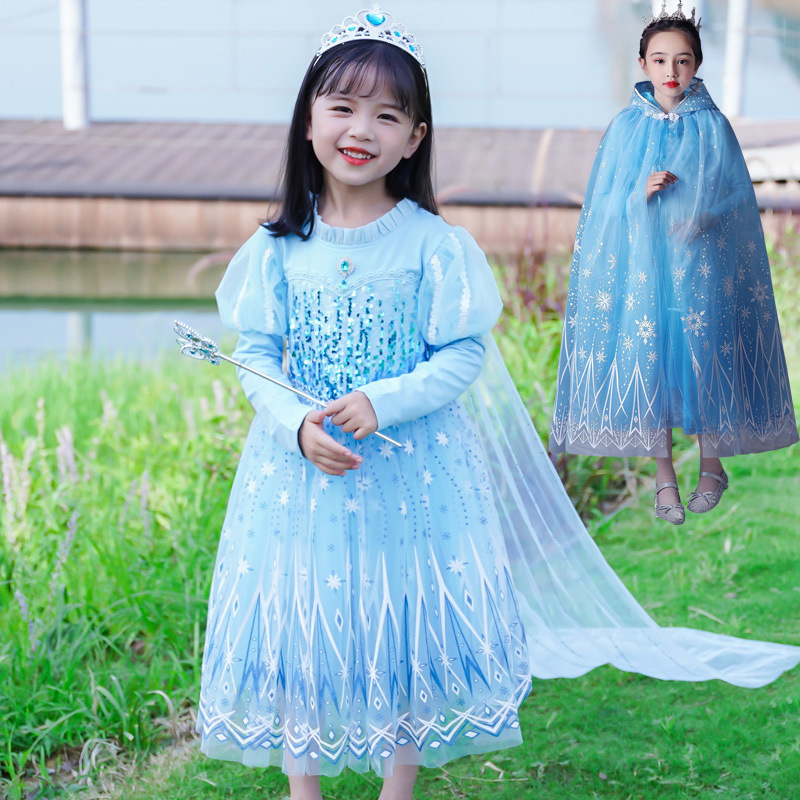 Snow princess skirt 2022 autumn new girl Aisha princess skirt Little Girl Birthday Dress alx