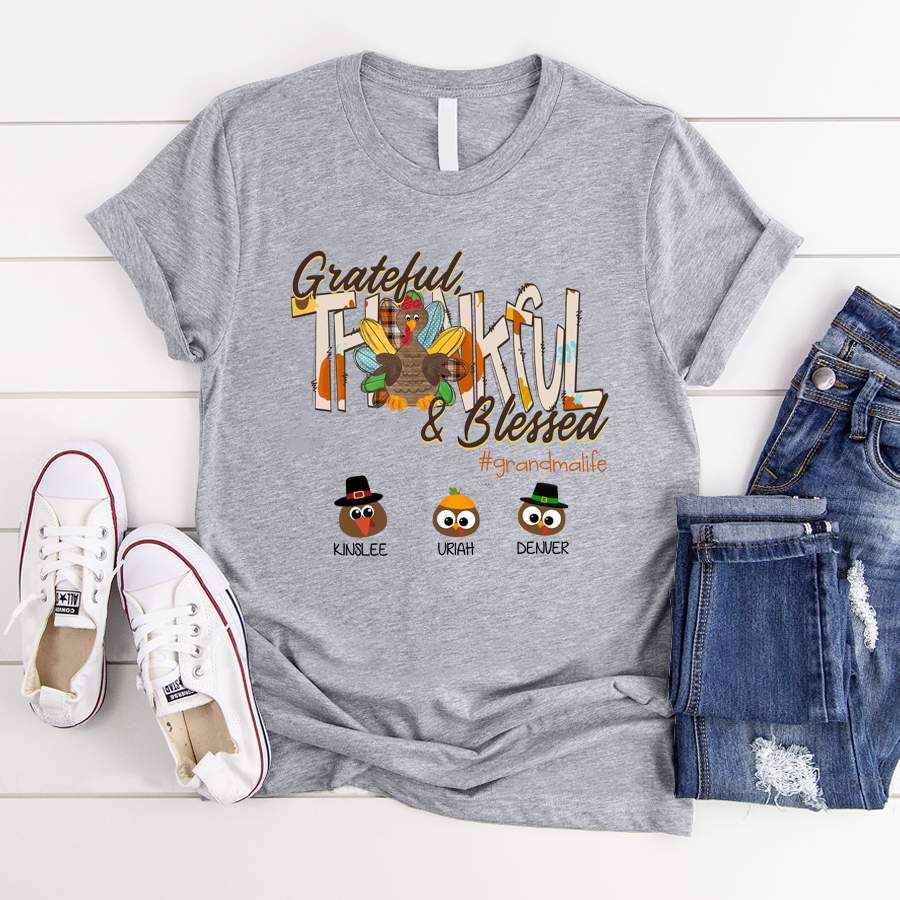 Grateful, Thankful and Blessed Grandma – Thanksgiving Chicken | Personalized T-shirt