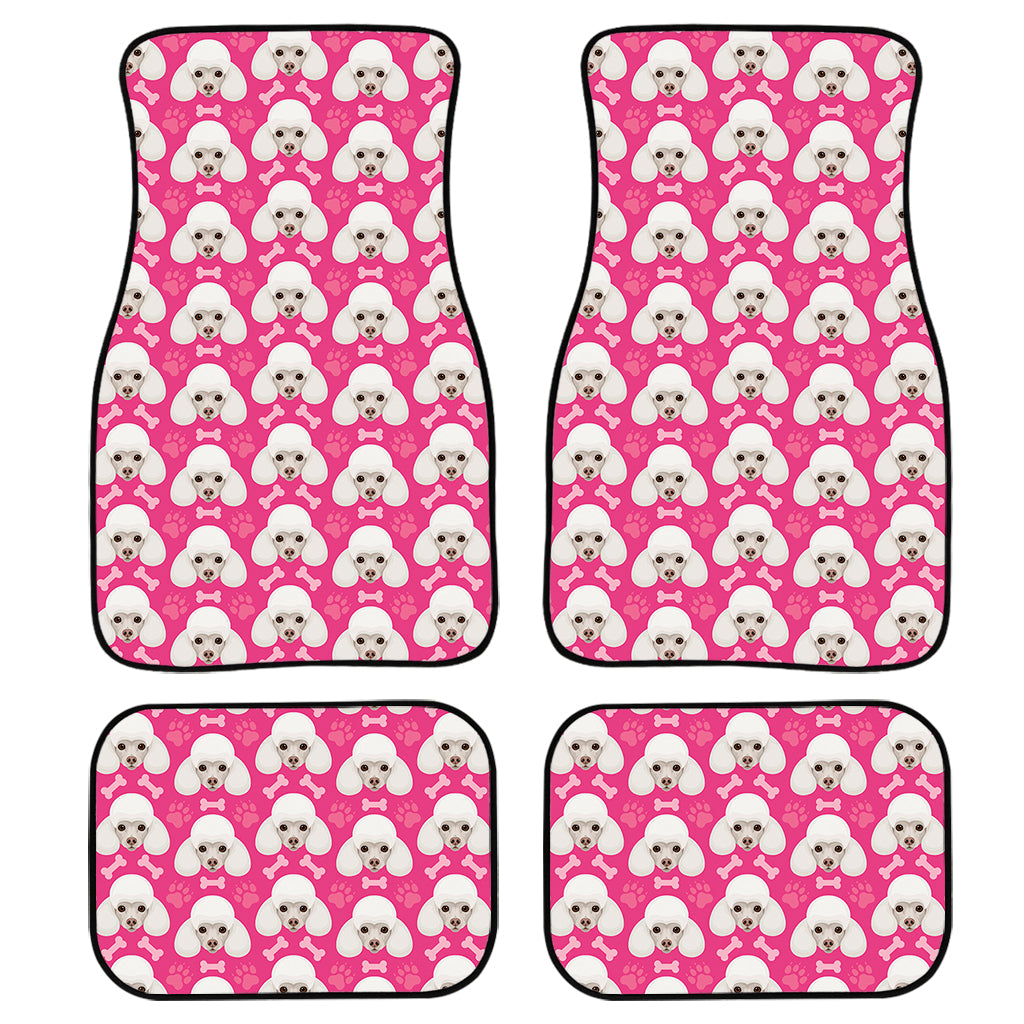 Cute Poodle Pattern Print Front And Back Car Floor Mats, Front Car Mat