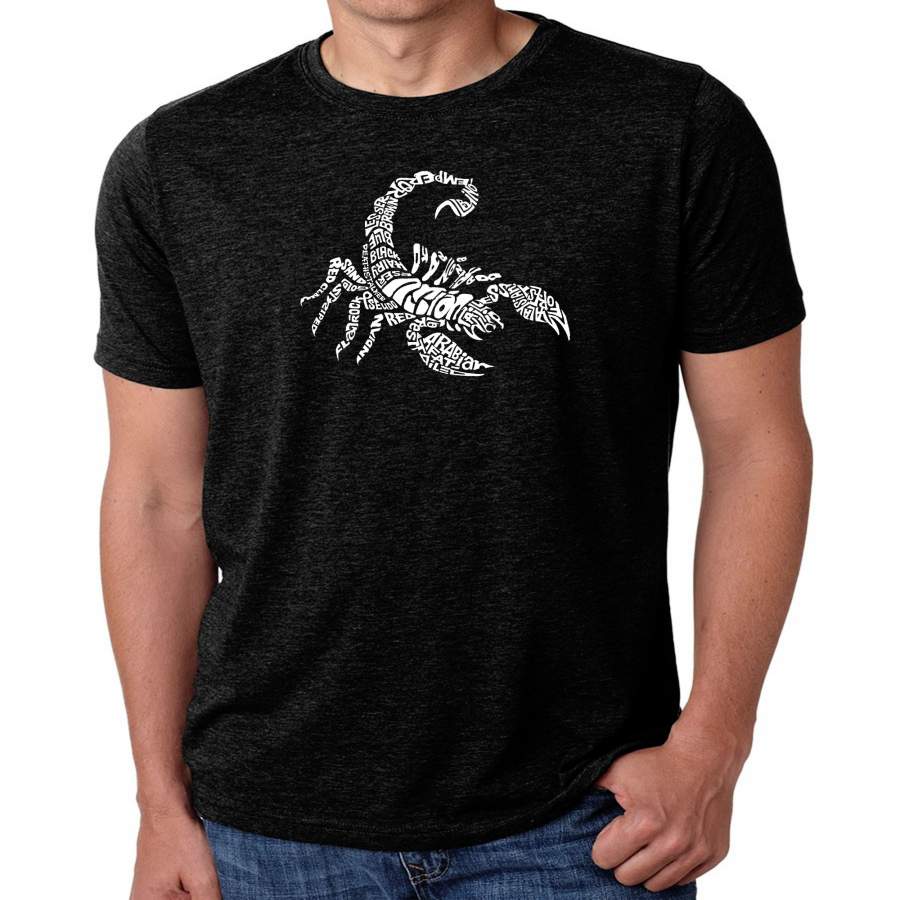 LA Pop Art Men’s Premium Blend Word Art T-shirt – Types of Scorpions