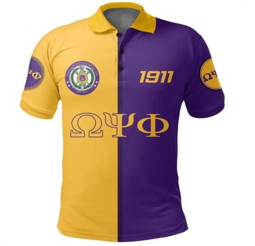 Omega Psi Phi 1911 Emblem Omegas Royal Purple And Gold Polo Shirt