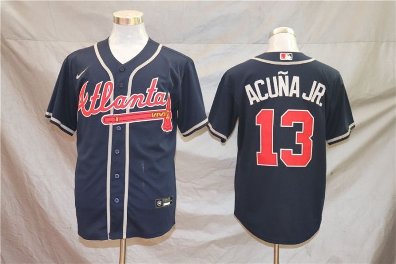 Atlanta Braves Ronald Acuna Jr #13 2020 MLB Dark Blue Jersey