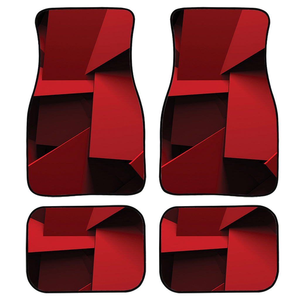 Red Geometric Print Front And Back Car Floor Mats, Front Car Mat