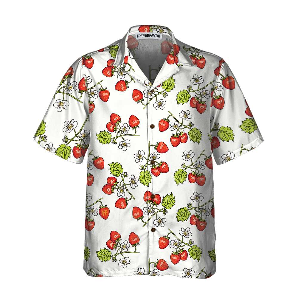 Beautiful Strawberry Seamless Pattern Hawaiian Shirt, Strawberry Shirt For Men & Women, Strawberry Print Shirt