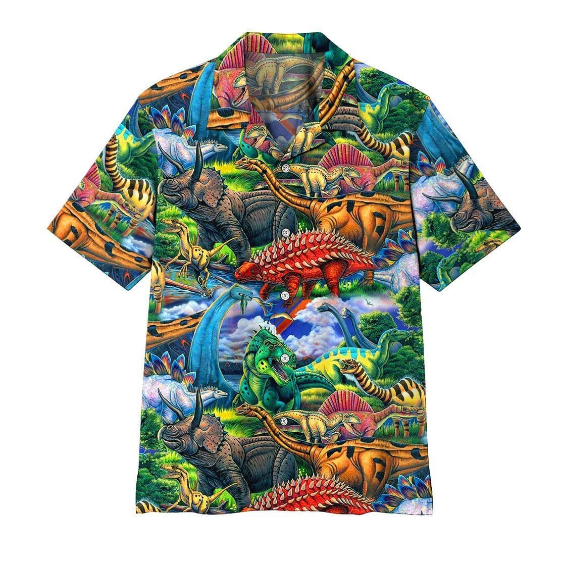 Colorful Dinosaur World Hawaii Aloha Shirts H Ha47328