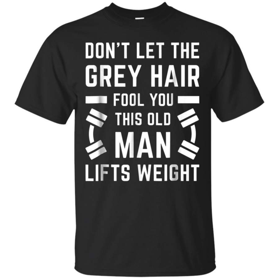 AGR Mens Grey Hair Old Man Gym Workout Weight Lifting Lifter Tshirt Jaq T-shirt