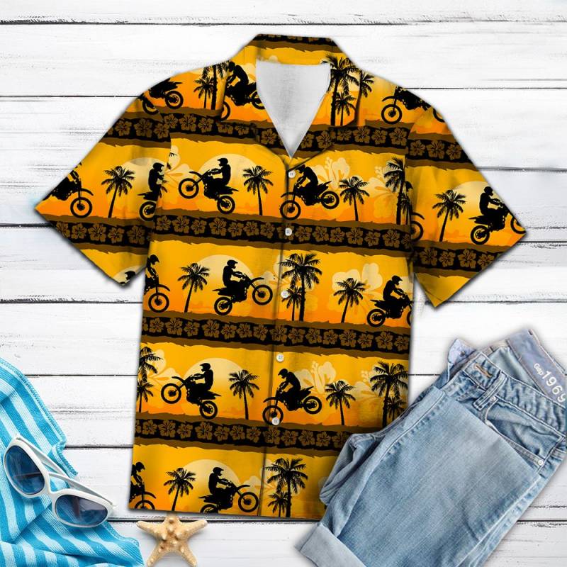 Motorbike Tropical Frangipani Hawaii Shirt Ha21638