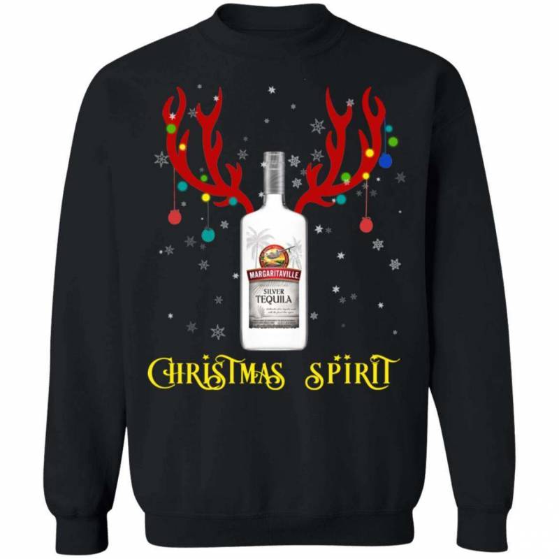 Xmas Sweater Margaritaville Christmas Spirit Tequila Reindeer Sweatshirt HA