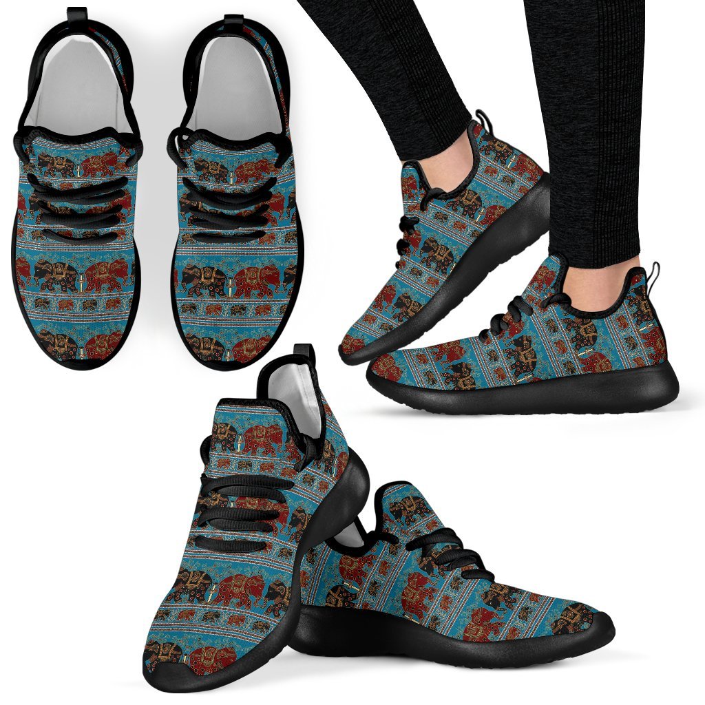 Tribal Elephant Print Men Women Knit Sneaker