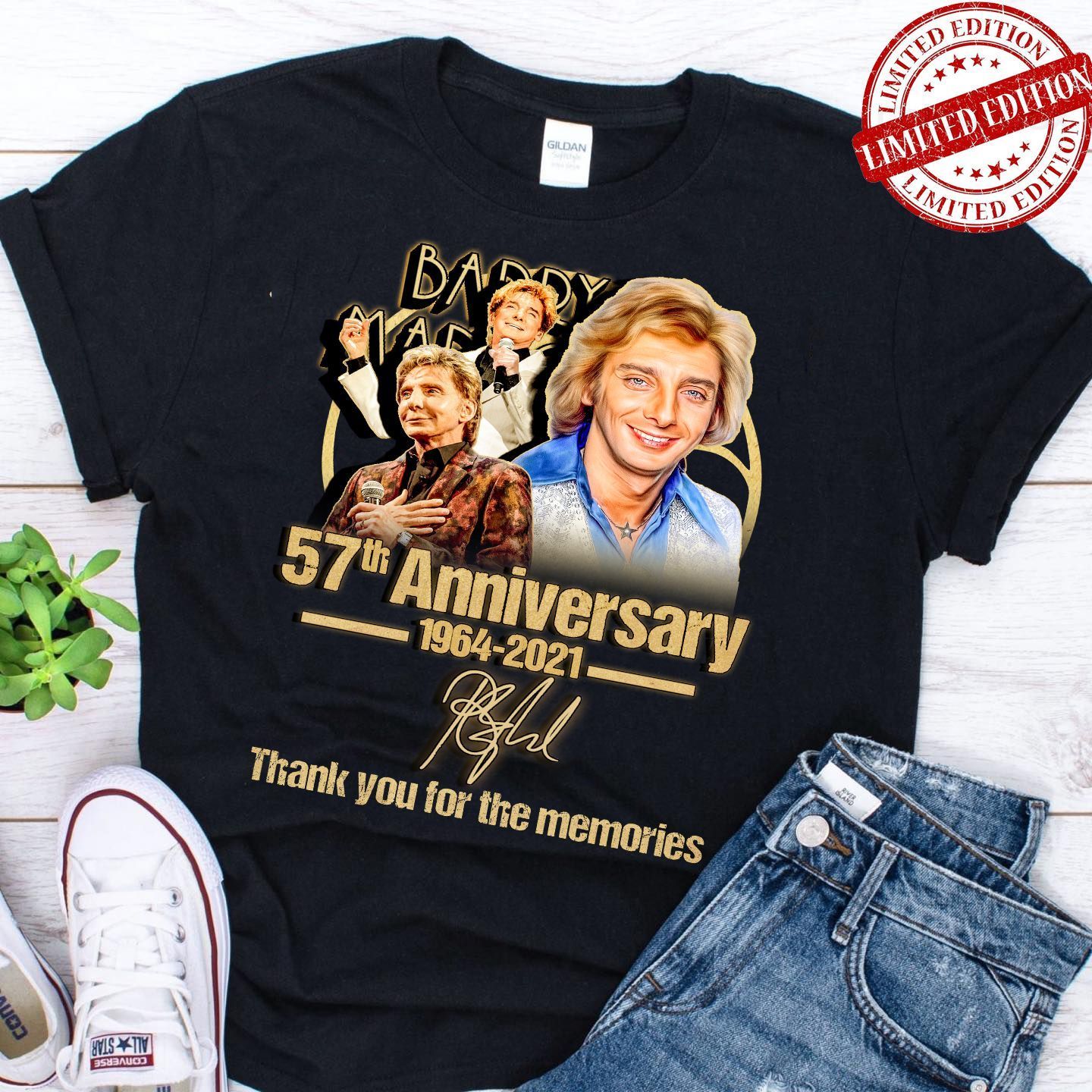 Barry Manilow Shirt, Barry Manilow Black T-Shirt, Barry Manilow Thank You For The Memories Shirt