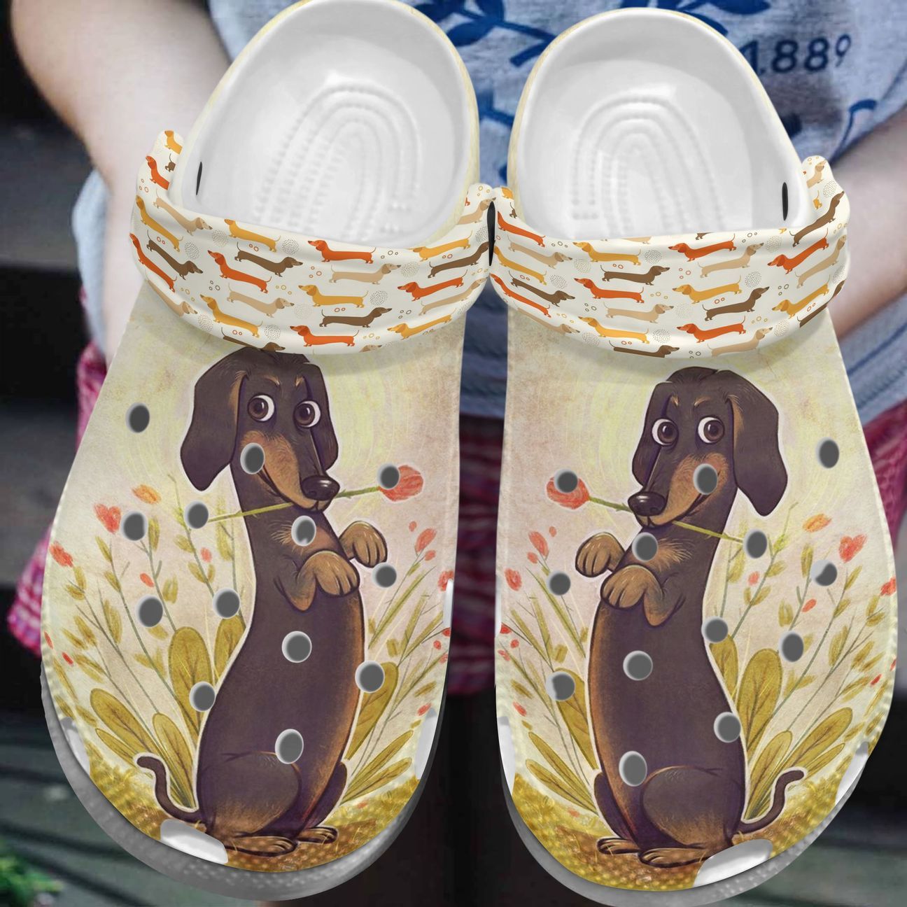 Dachshund Personalized Clog, Custom Name, Text, Color, Number Fashion Style For Women, Men, Kid, Print 3D Romantic Dachshund