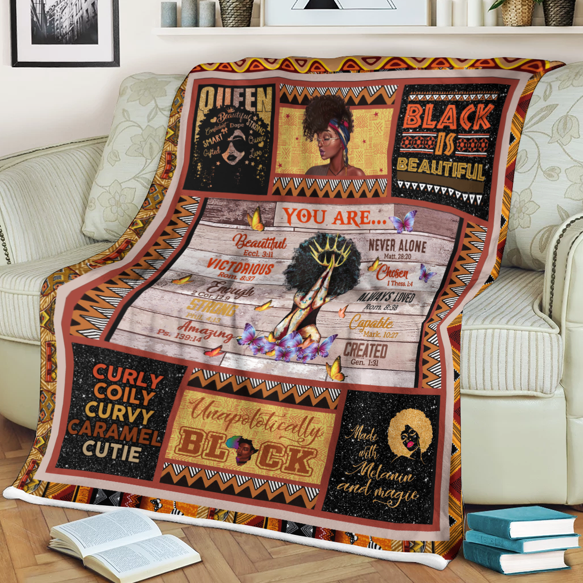 African American Blanket Black Woman Queen Praying Blanket