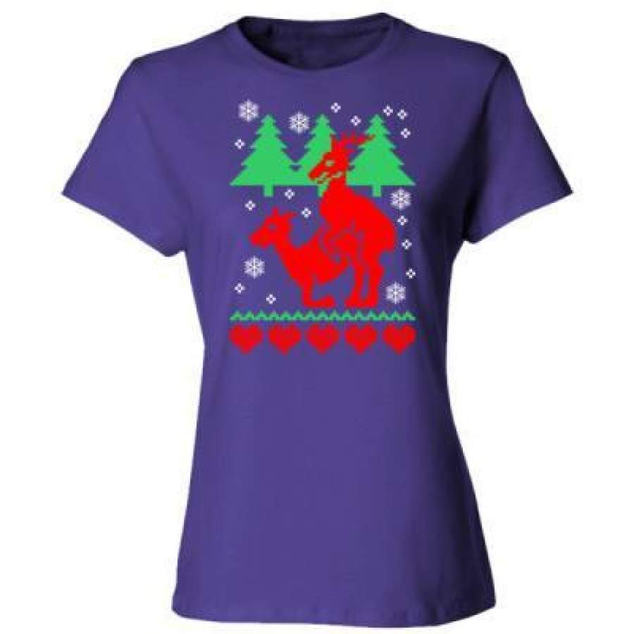 AGR Ugly Christmas Humping Reindeer – Ladies’ Cotton T-Shirt