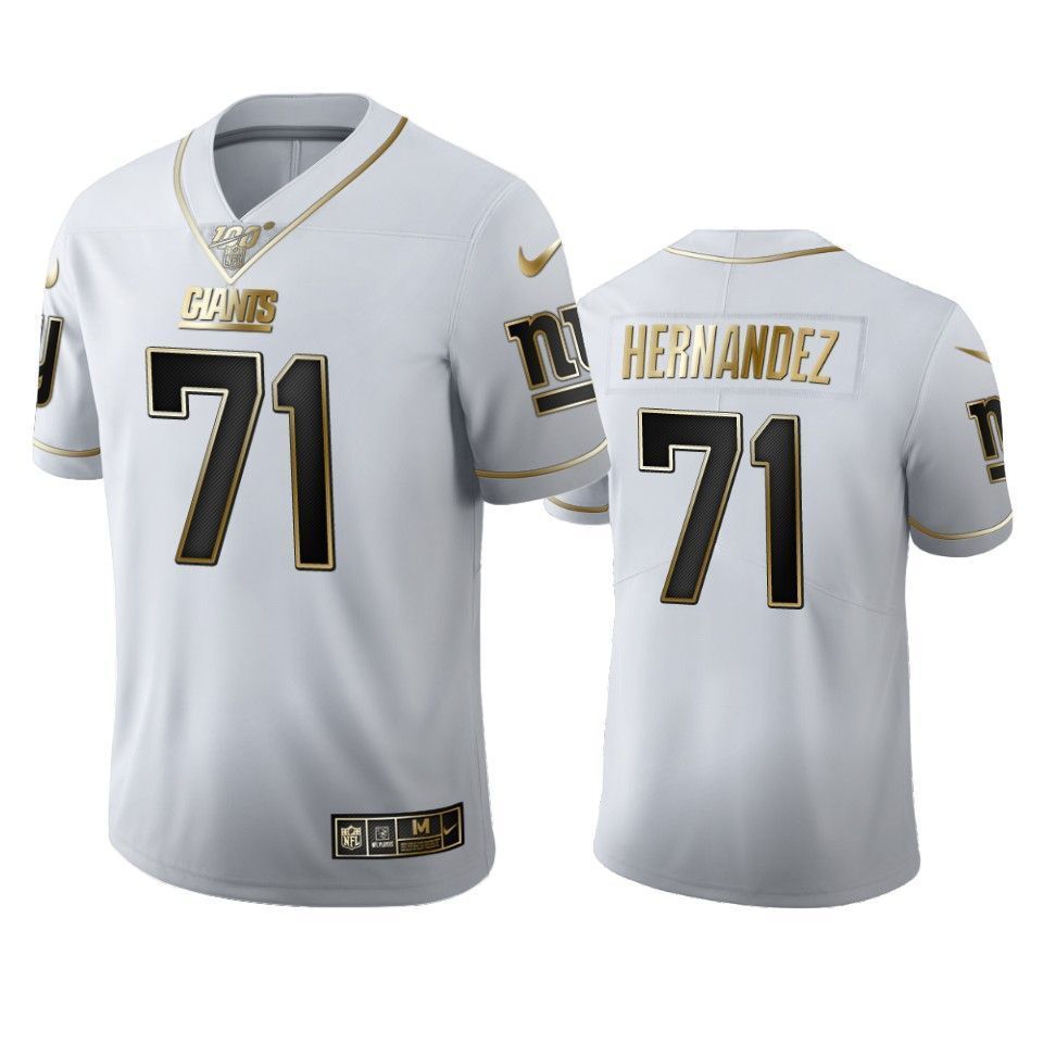 New York Giants Will Hernandez White 100Th Season Golden Edition Mens Jersey