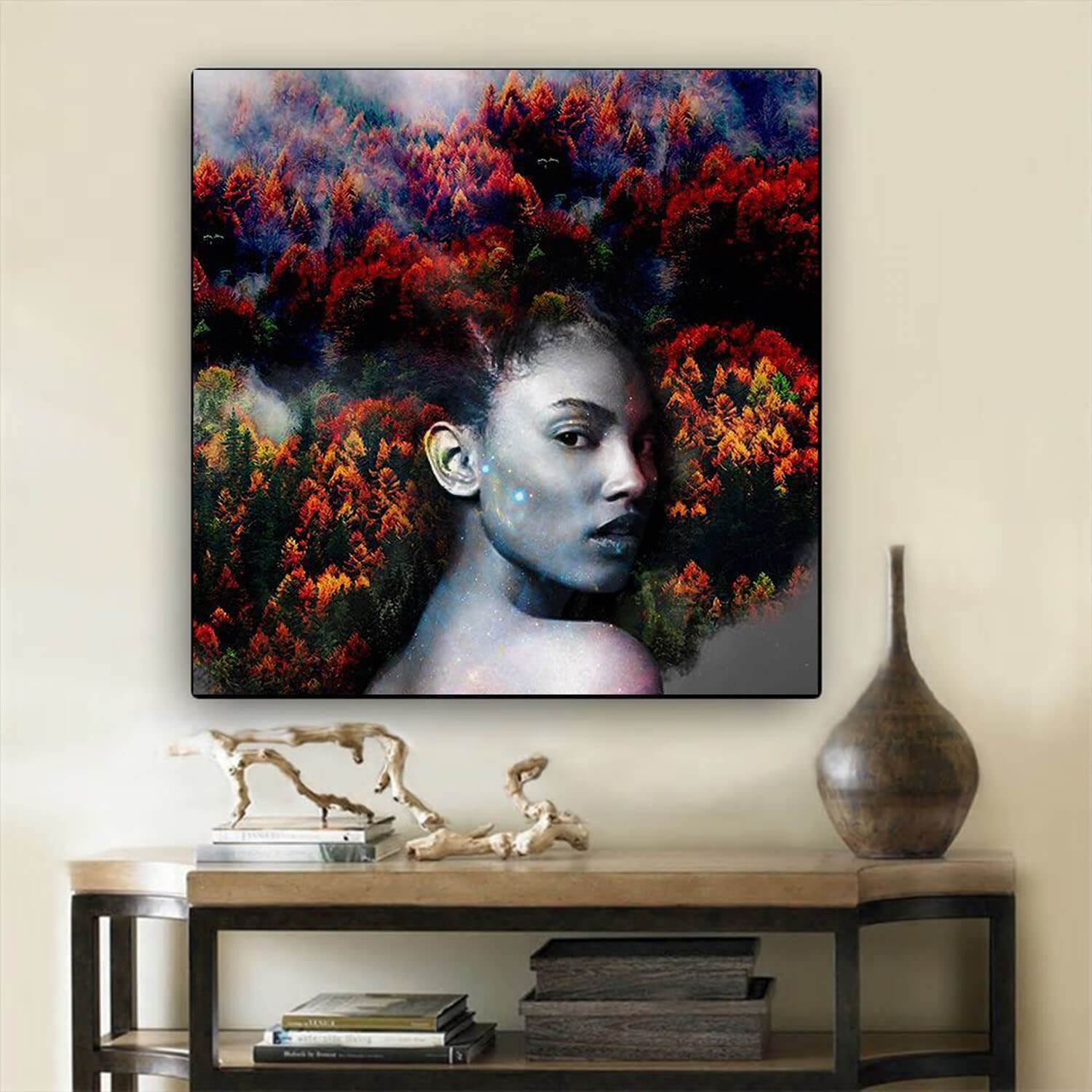African American Abstract Canvas Art Afro Girl Natural Hair Art Afrocentric Living Room Decor