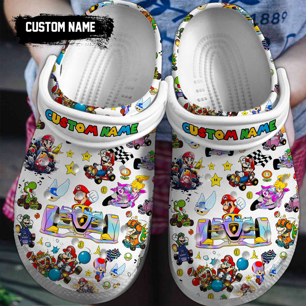 Super Mario Game Crocs Crocband Clogs Custom Name For Men Women and Kids