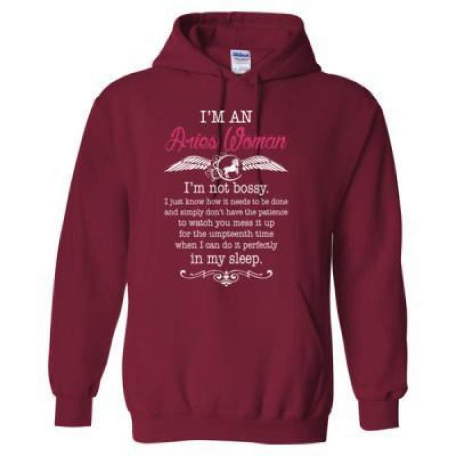 AGR Im An Aries Woman Not Bossy I Can Do Perfectly In My Sleep – Heavy Blend™ Hooded Sweatshirt