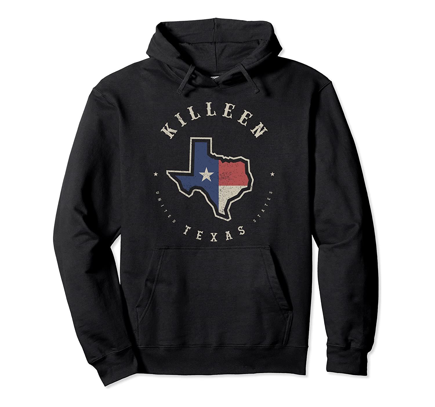 Vintage Killeen Texas State Flag Map Souvenir Gift Pullover Hoodie, T-Shirt, Sweatshirt, Tank Top, Racerback, Dolman