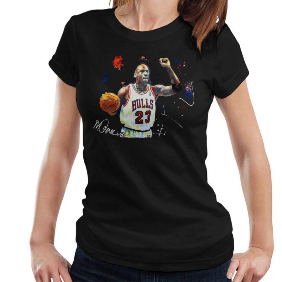 Sidney Maurer Original Portrait Of Michael Jordan Chicago Bulls Basketball Women’s T-Shirt