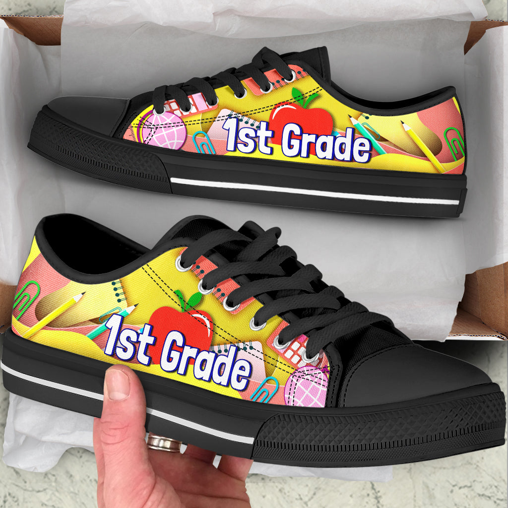 1St Grade Teacher Low Top Shoes Art Paper Canvas Shoes School Shoes – Best Gift For Teacher Art Paper Low Top