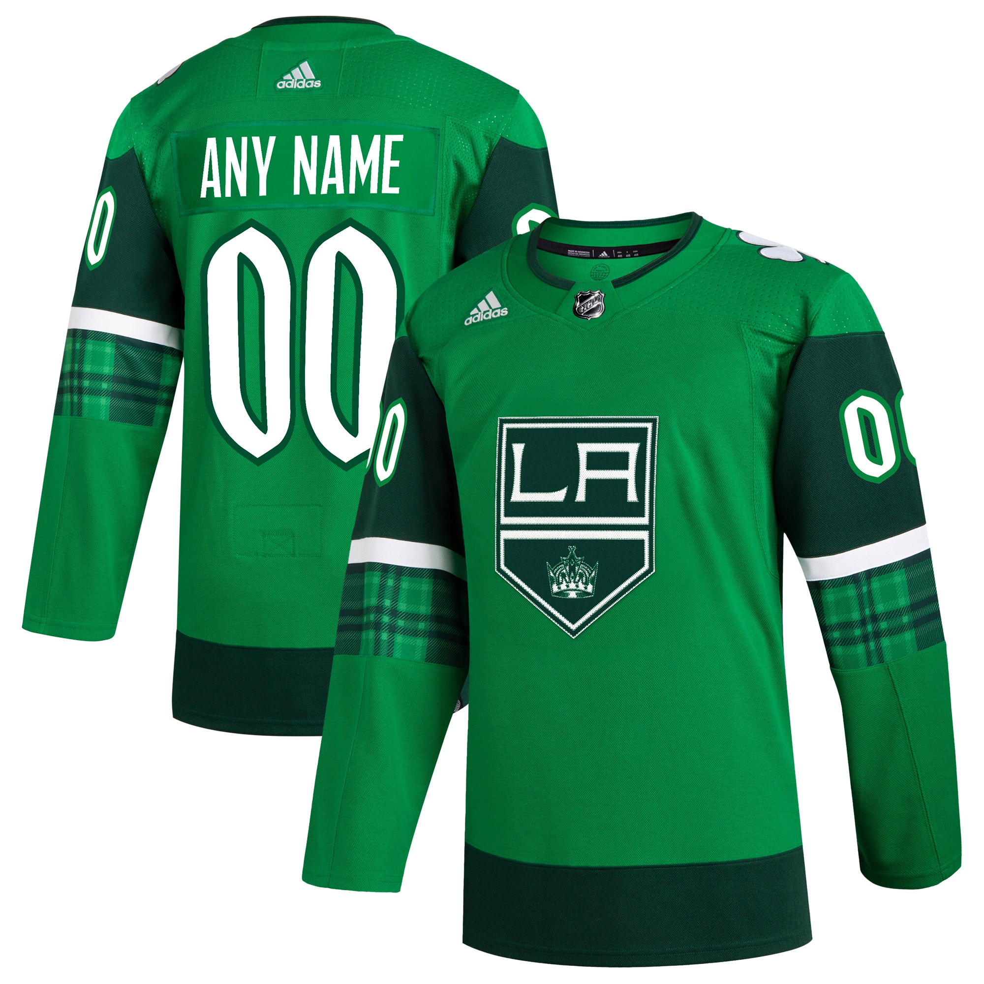 Men's Los Angeles Kings adidas Kelly Green St. Patrick's Day Authentic Custom Jersey