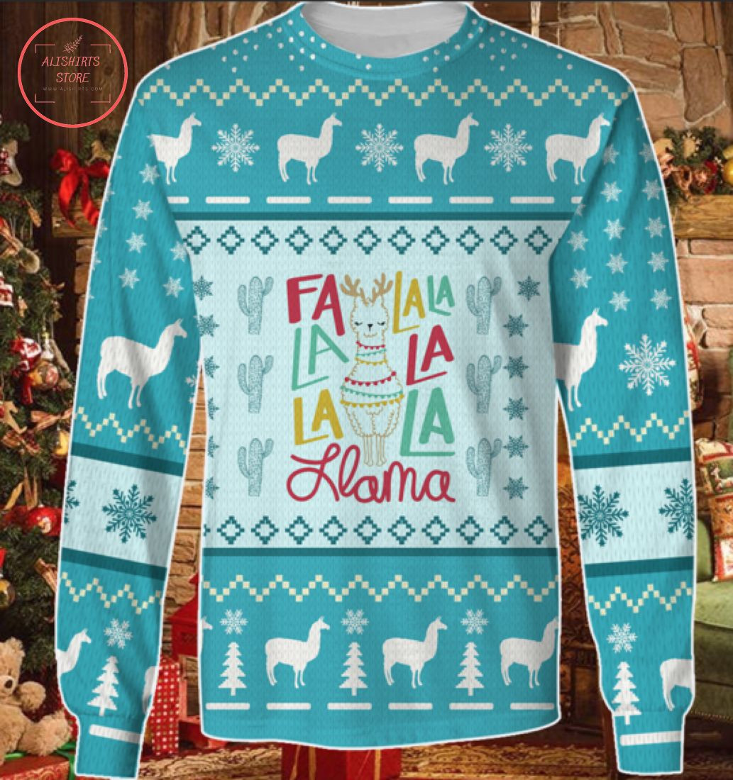 Fla La La La La La La Llama Awesome Ugly Christmas Sweater