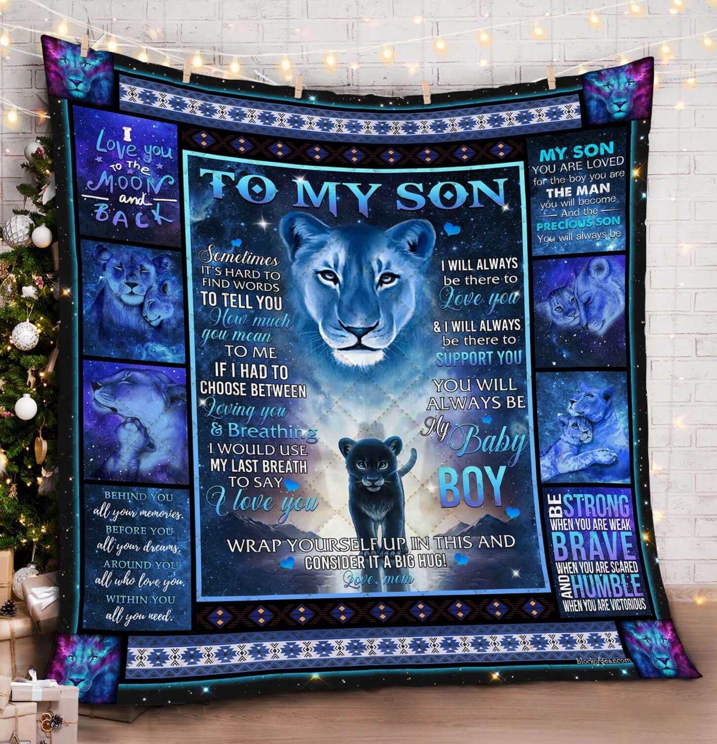 To My Son. Lion Quilt Blanket