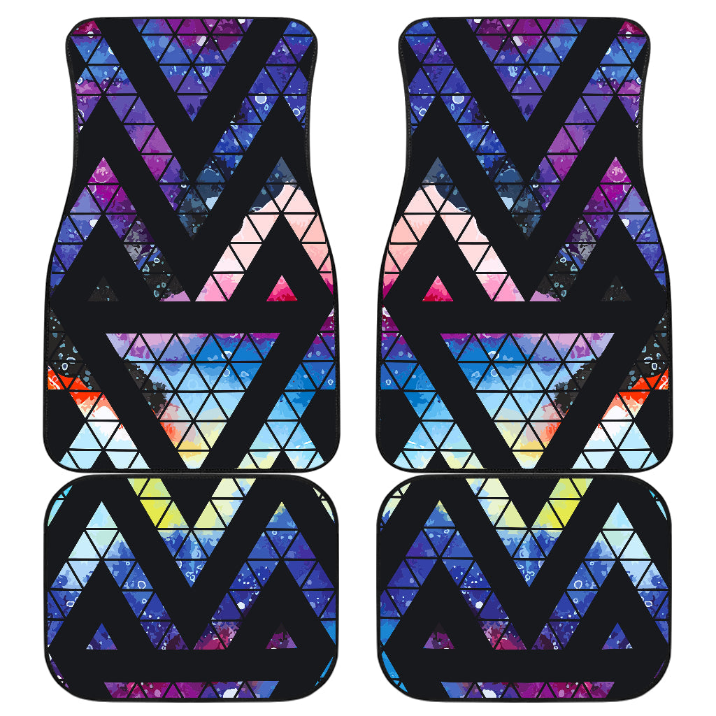 Black Triangle Galaxy Space Print Front And Back Car Floor Mats, Front Car Mat