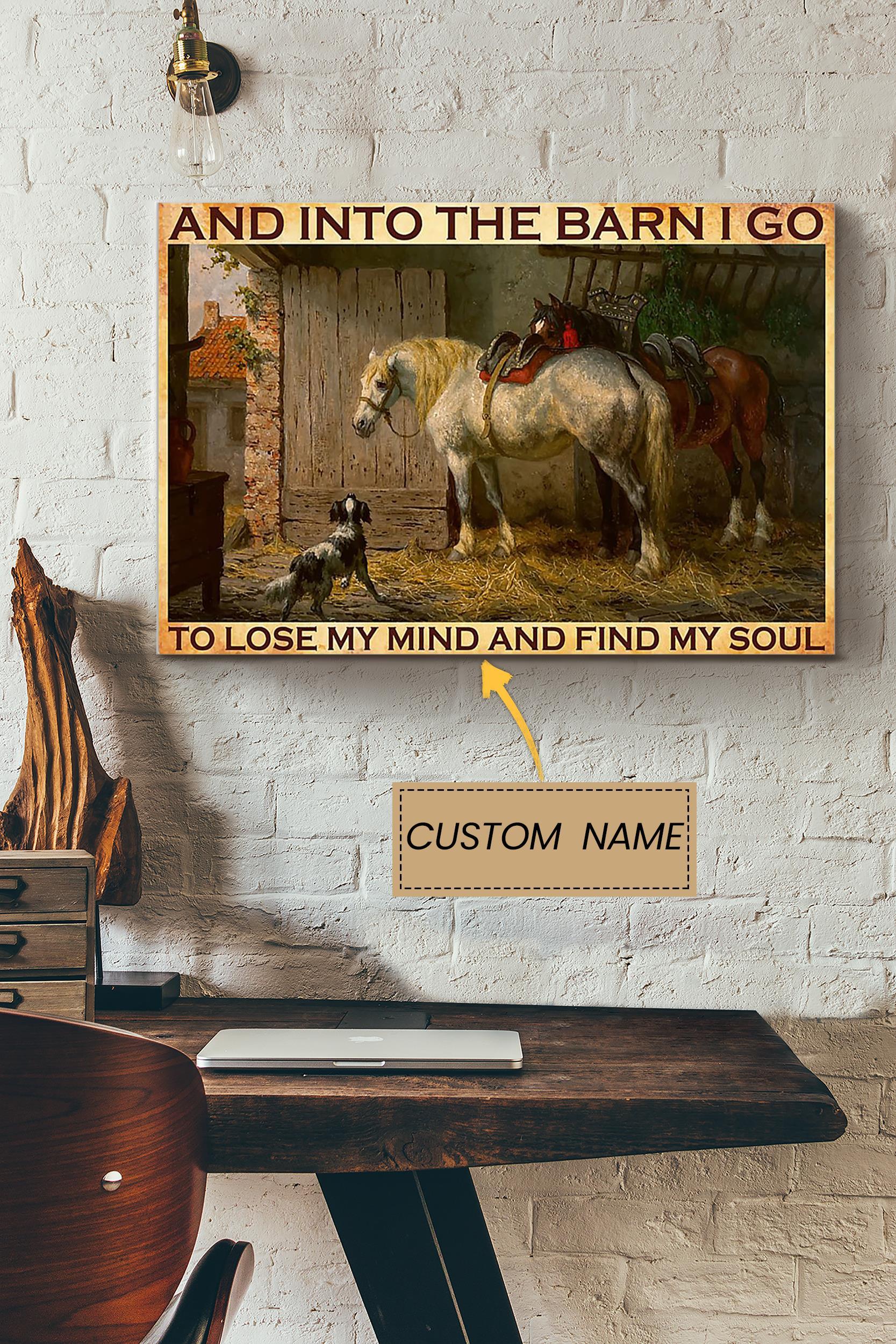 And In To The Barn Cowgirl Poster – Animal Wall Art – Gift For Horse Lover Horse Rider Cowboy Farmhouse Decor Poster