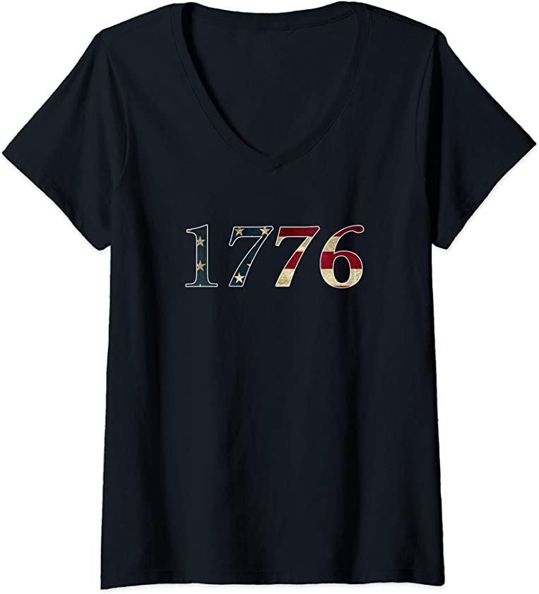 Womens 1776 Heritage – True Patriots – Vintage Gift-able V-Neck T-Shirt