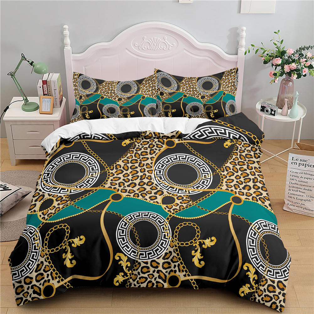 3D Baroque Bedding Set Soft Gold And Black Queen Twin Single Size Duvet Cover Set Pillowcase Luxury Bedspread