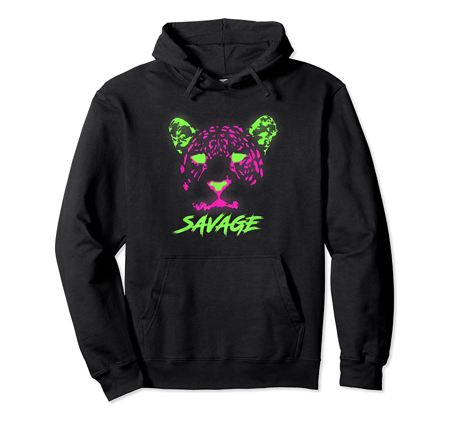 Critical Nerd: Fluorescent Neon Glow Savage Leopard Face Pullover Hoodie, T-Shirt, Sweatshirt