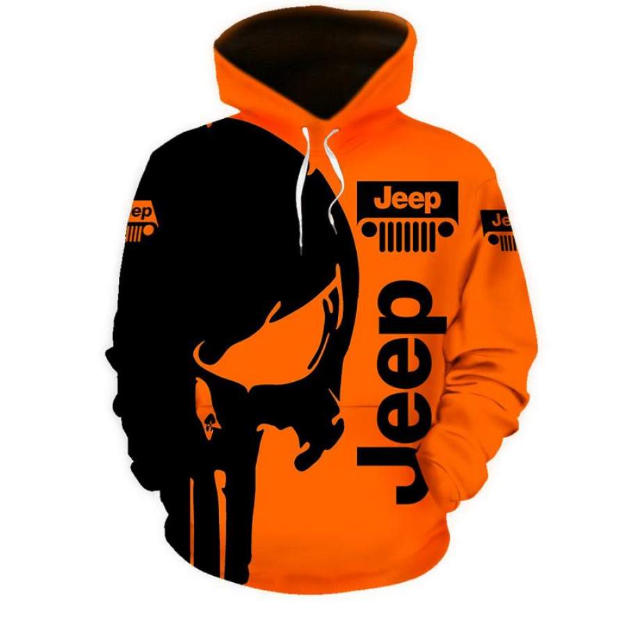 Orange Skull Jeep Hoodie 3d all over print