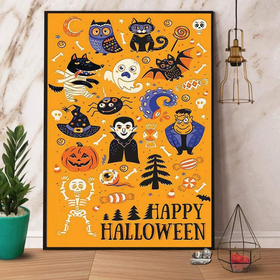 Best of Halloween all things spooky happy Halloween paper poster no frame/ wrapped canvas wall decor full size