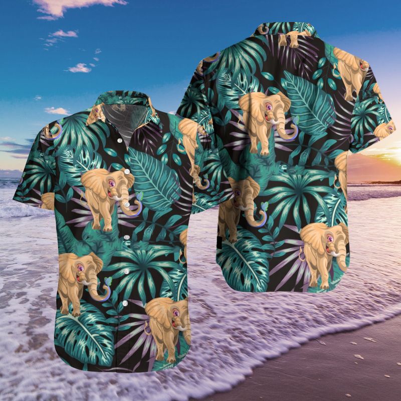 Tropical Leaves Elephant Hawaiian Shirt Summer Holiday Hthh0555