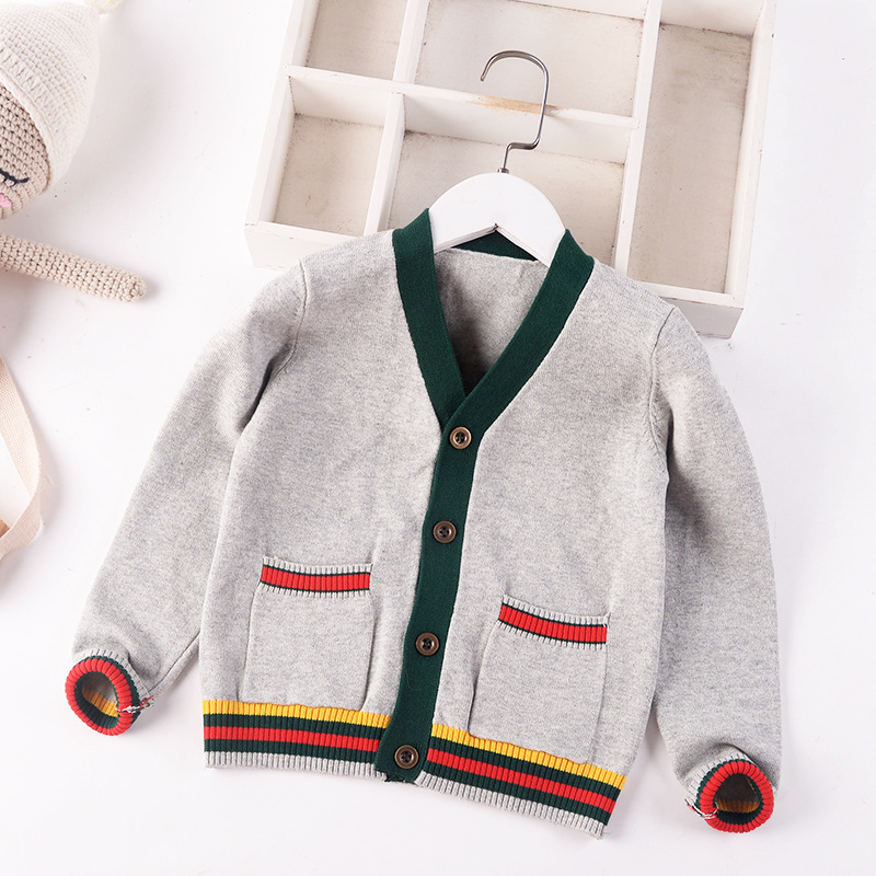 2022 Spring Toddler Boys Knitted Sweater Baby Boys Cartoon Striped Cardigans Outwear Children Clothes Kids Girls Knitwear Jacket alx