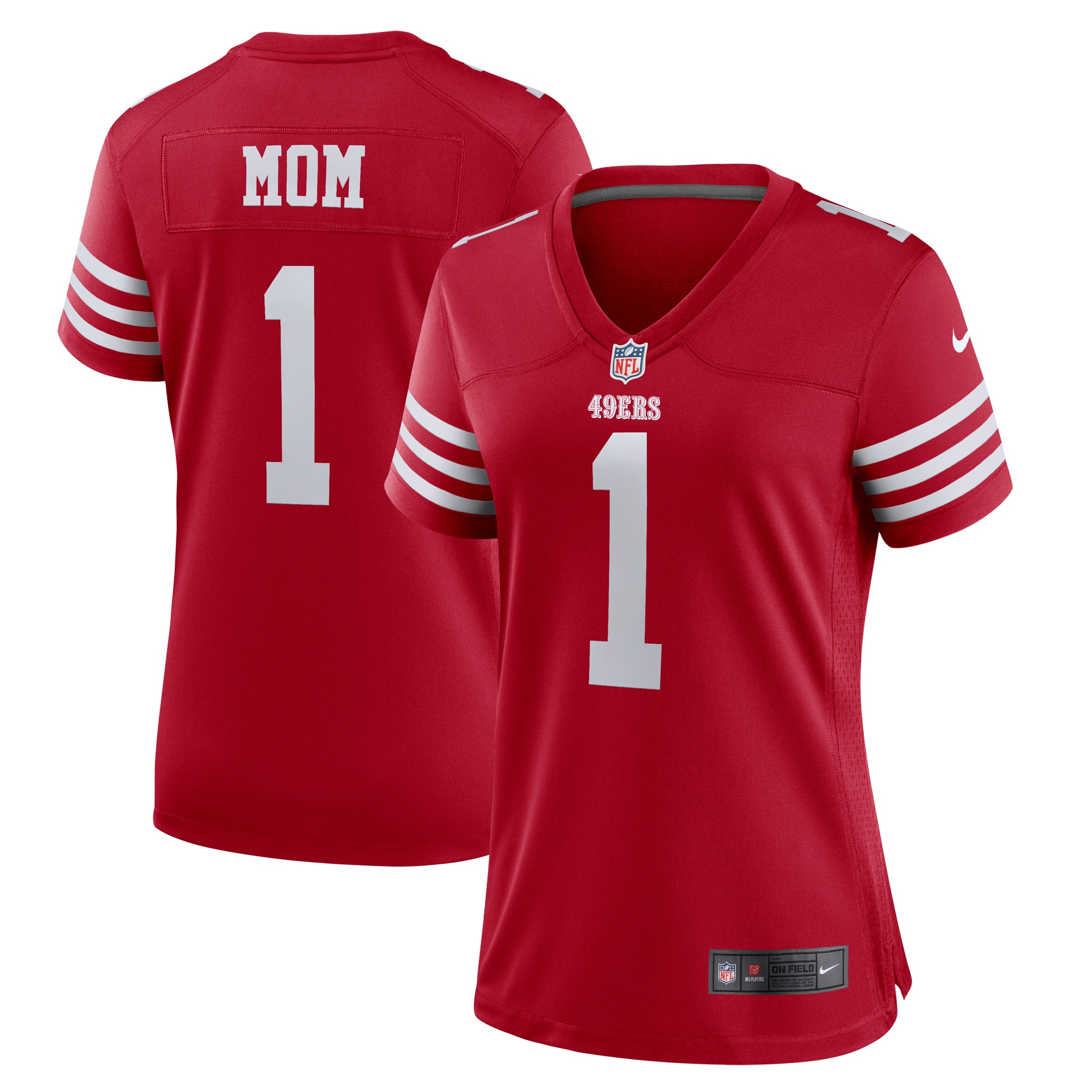 Women’s San Francisco 49ers Number 1 Mom Scarlet Game Jersey