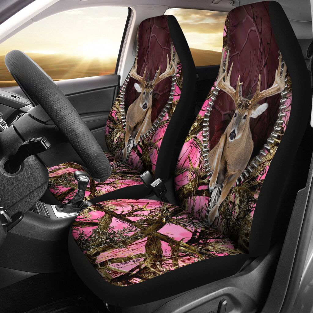 Pink Camo Deer Hunting Hunting Seat Covers 0622