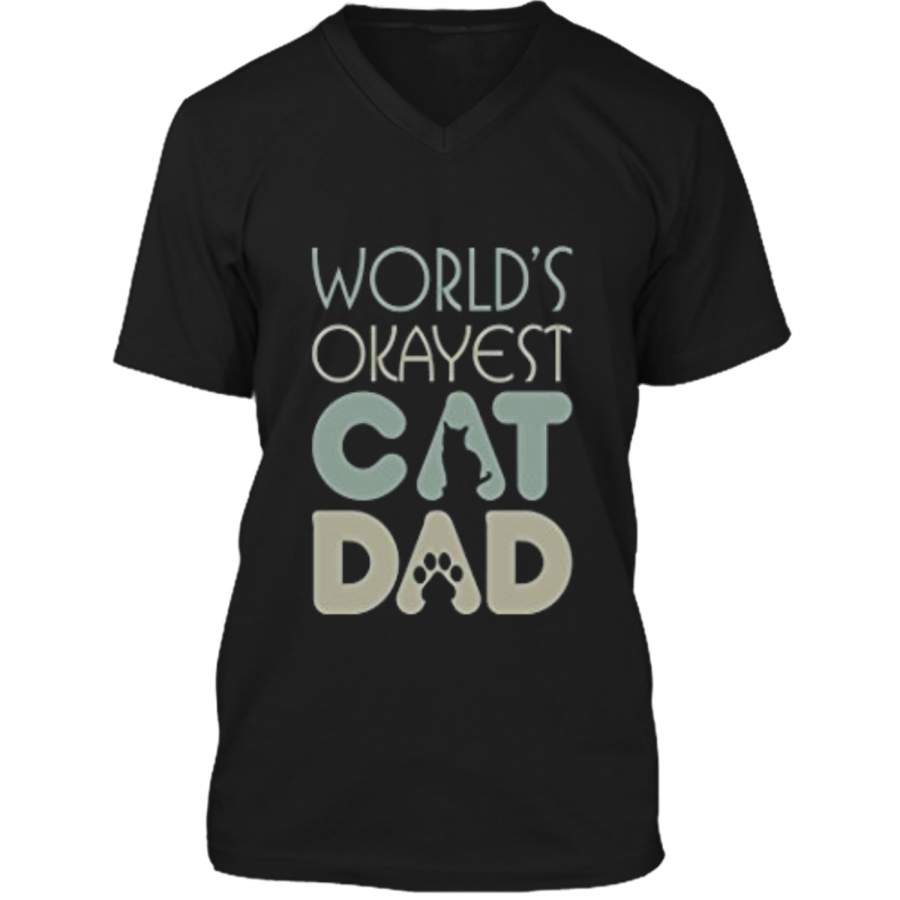 Best Cat Dad Ever Cat Lover Gift Mens Printed V-Neck T