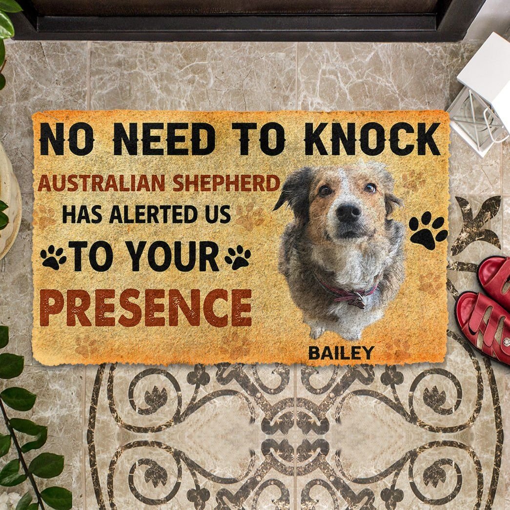 3D No Need To Knock Australian Shepherd Doormat