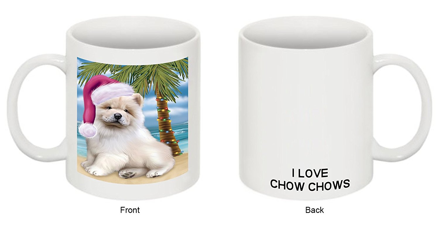 Summertime Chow Chow Puppy On Beach Christmas Mug Cmg0794