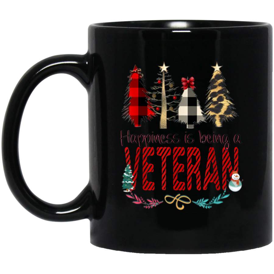 Buffalo Plaid Leopard Christmas Tree Happiness Being Veteran Mug