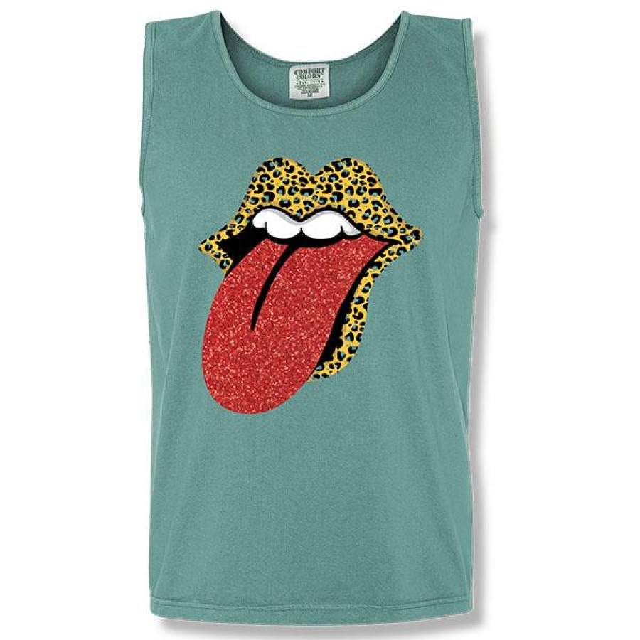 Sassy Frass Leopard Lips Comfort Colors Tank Top