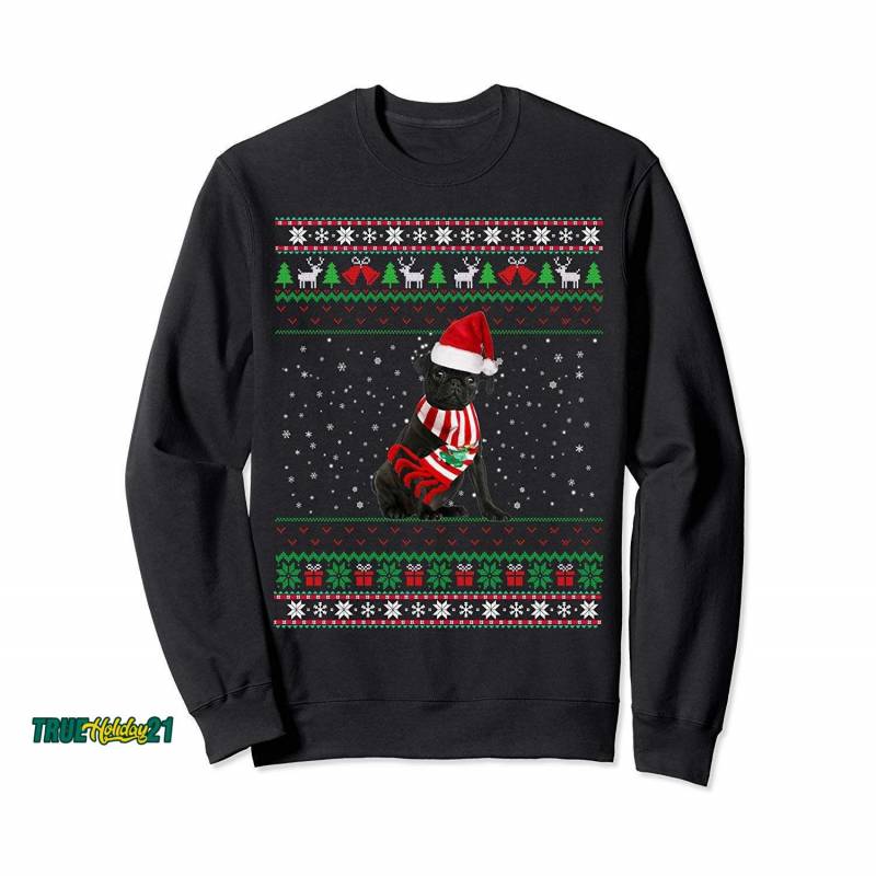 Black Pug Ugly Christmas – Merry Santa Black Pug Sweatshirt