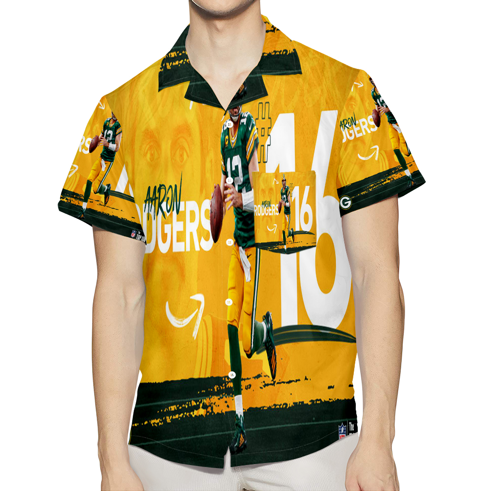 Green Bay Packers Aaron Jones No12 V5 3D All Over Print Summer Beach Hawaiian Shirt With Pocket