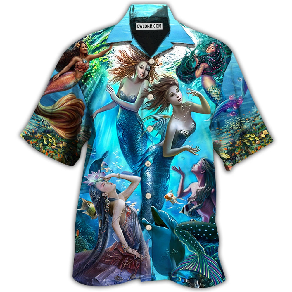 Mermaid Dolphin Fresh Blue Ocean – Hawaiian Shirt  – Owl Ohh