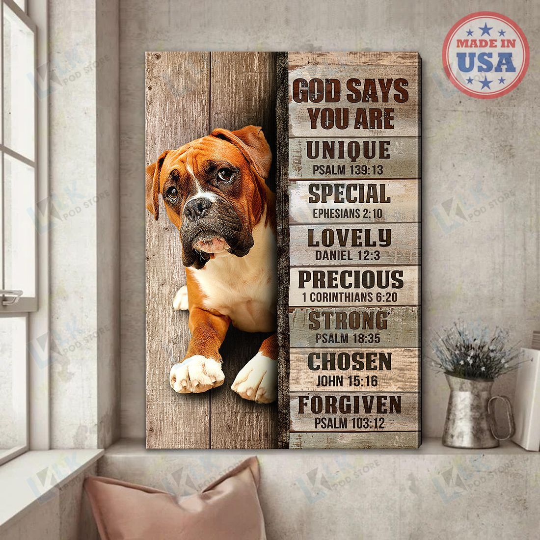 BOXER – CANVAS God Says You Are V4 [ID3-D] | Framed, Best Gift, Pet Lover, Housewarming, Wall Art Print, Home Decor