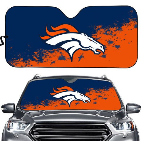 Denver Broncos Logo Print Car Sun Shade 3D Printed In Dark Blue & Orange